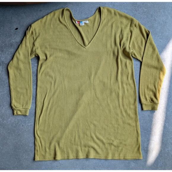 FP Beach Sweater Set Olive Skirt FREE PEOPLE Size Medium UO Ruffle Lagenlook Y2K - Picture 6 of 12